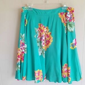 Boden Turquoise Floral Skater Skirt